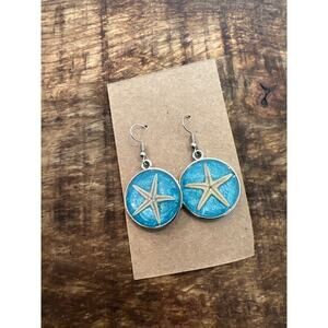 Handmade resin starfish dangle earrings